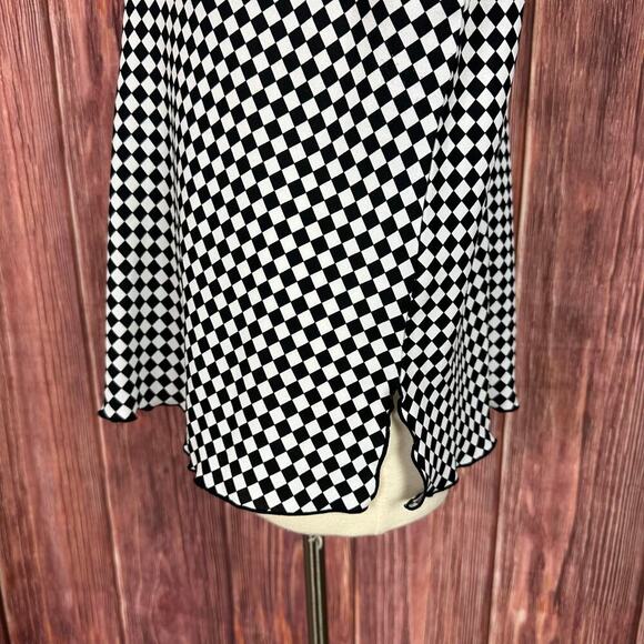 Giorgio firolini Y2K Checkered Sleeveless Top Black & White Collared Size XL - Picture 2 of 7